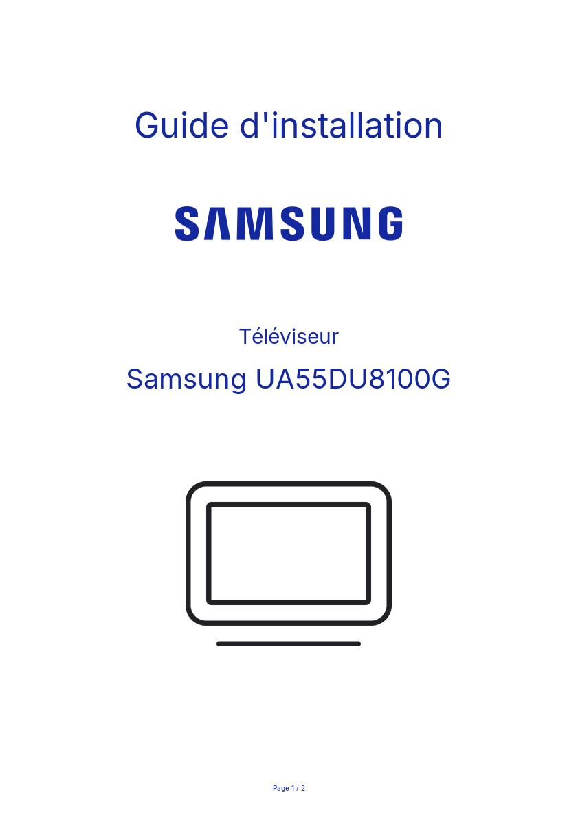 Page n°1 - Guide d'installation Samsung UA55DU8100G