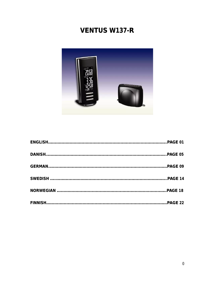 Page 1 de la notice Manuel utilisateur Ventus W137-R