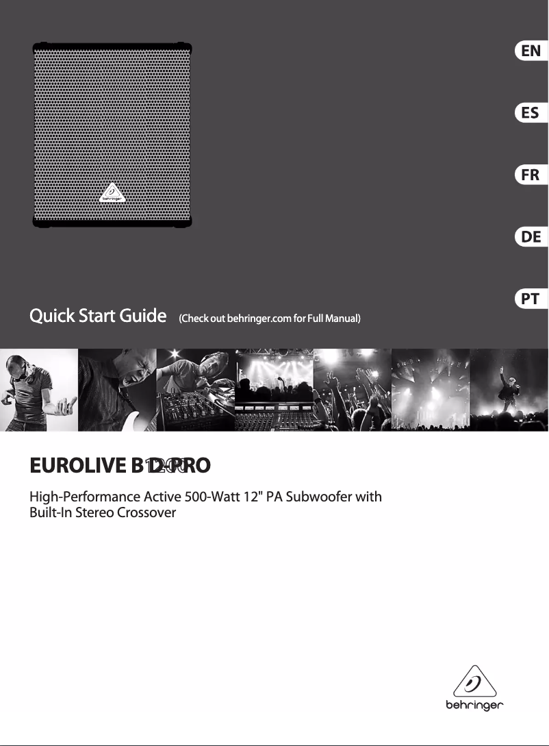 Page 1 de la notice Manuel utilisateur Behringer B1200D-PRO