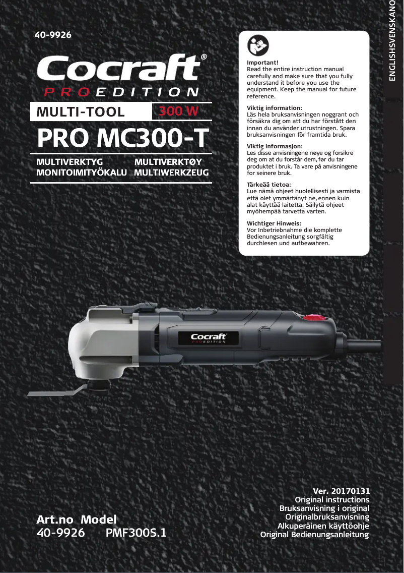 Page 1 de la notice Manuel utilisateur Cocraft PRO Edition MC300-T