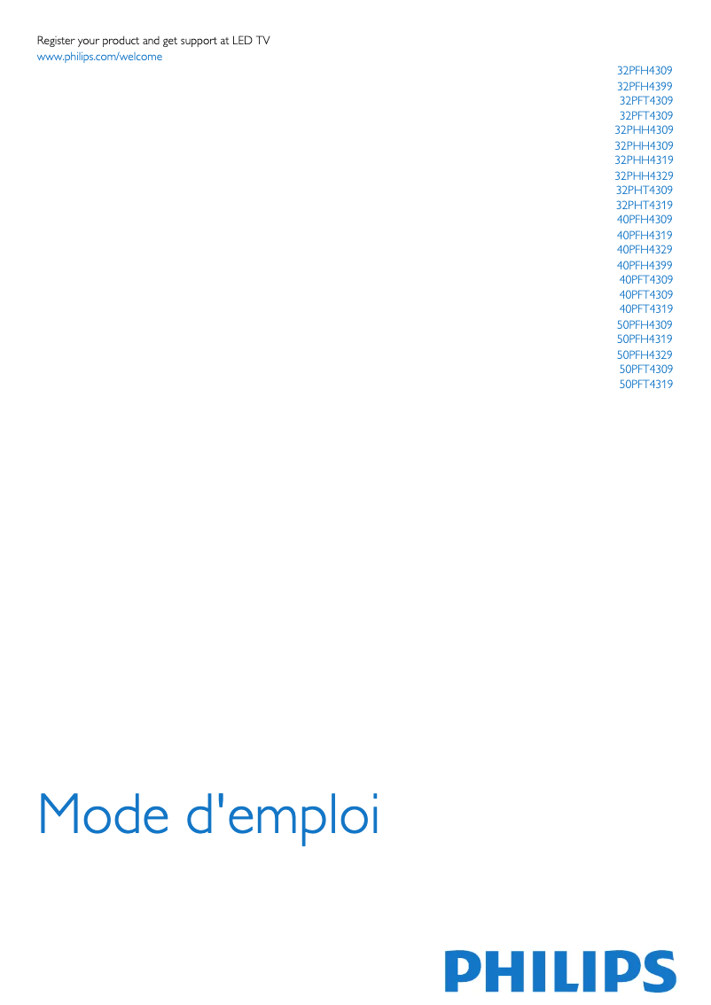 Page 1 de la notice Manuel utilisateur Philips 32PHT4309