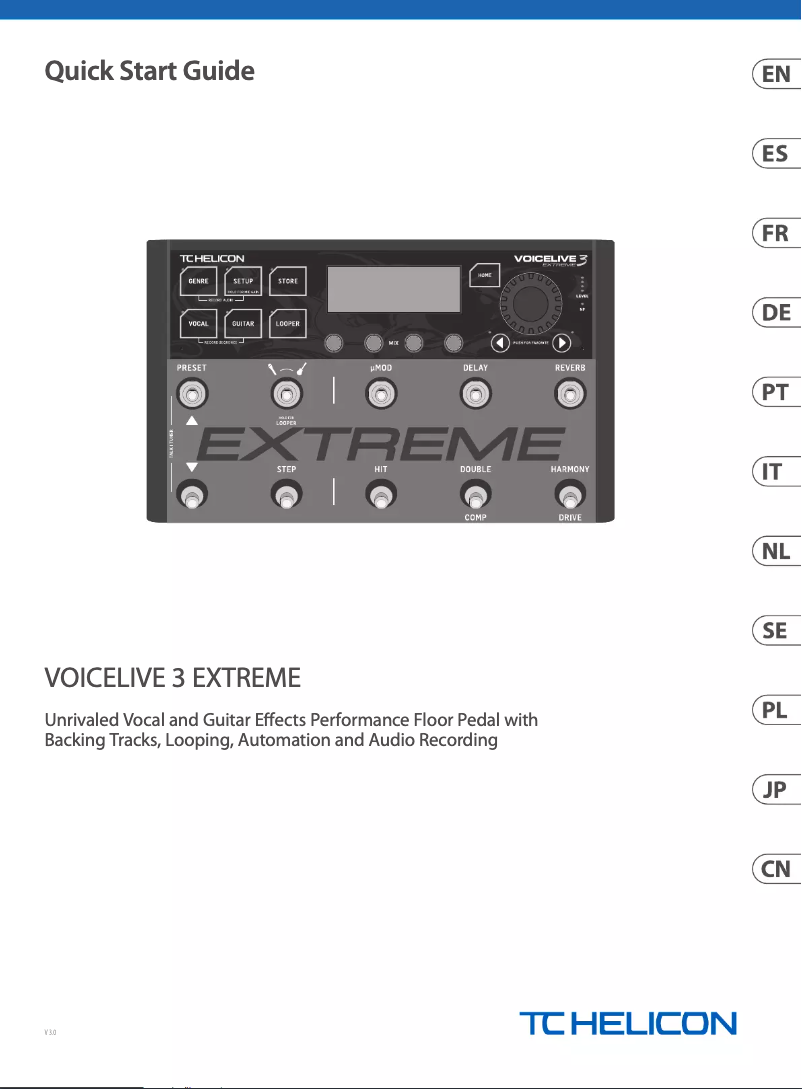 Page n°1 - Guide de démarrage rapide TC Helicon VoiceLive 3 Extreme