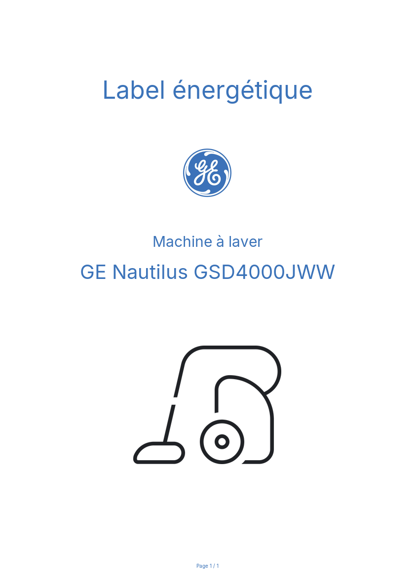 Image de la première page du manuel de l'appareil Nautilus GSD4000JWW