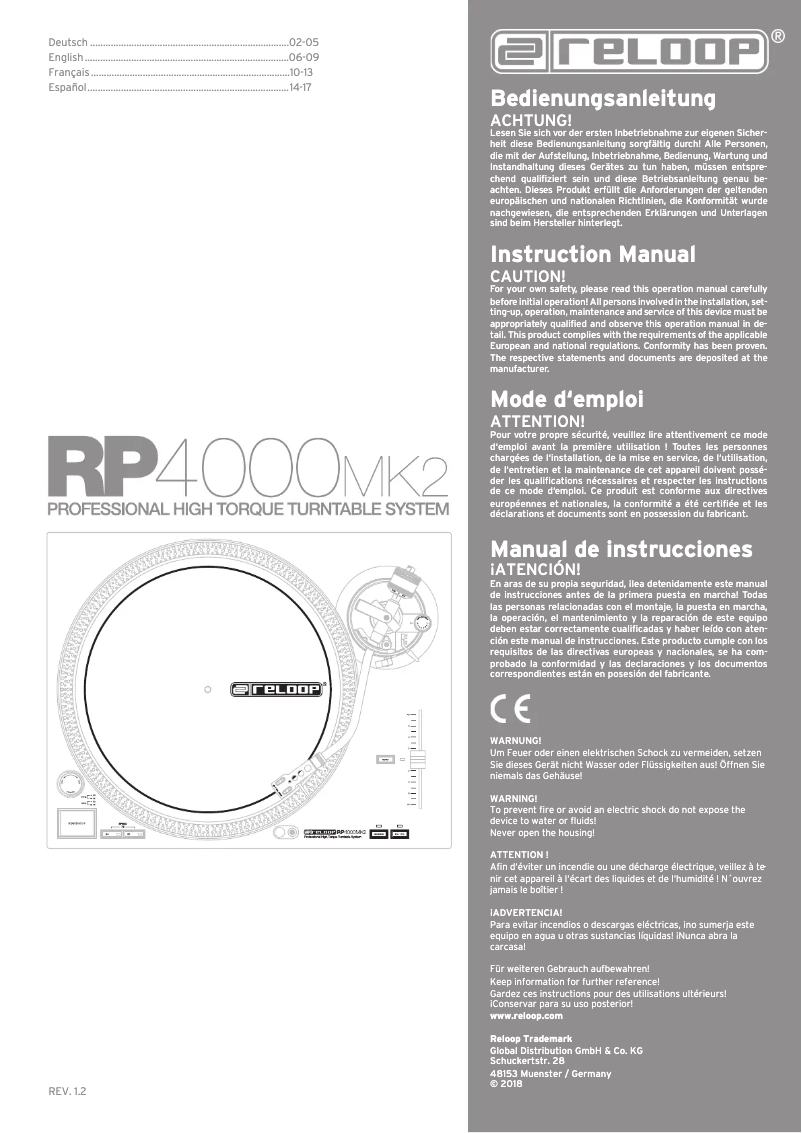 Page n°1 - Manuel utilisateur Reloop RP-4000 MK2