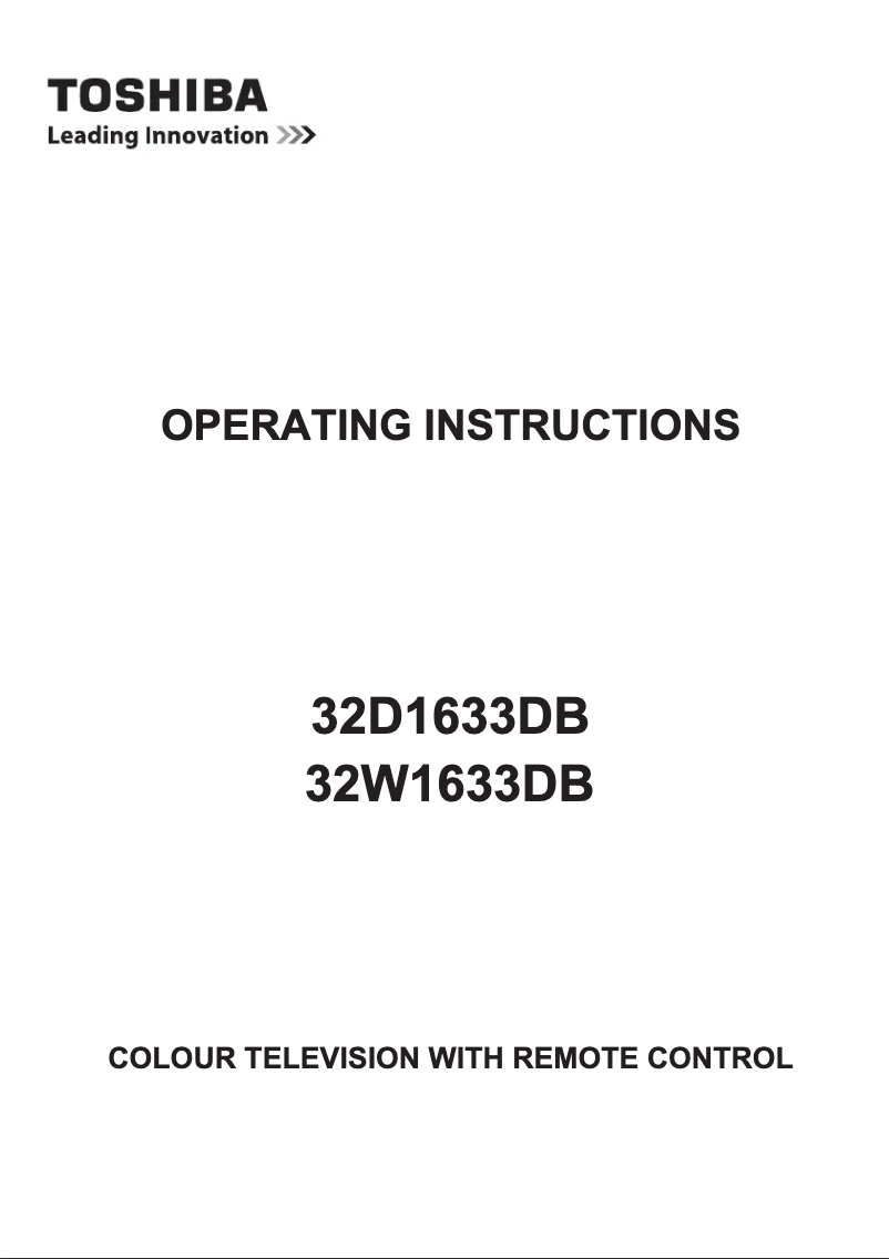 Page n°1 - Manuel utilisateur Toshiba 32D1633DB