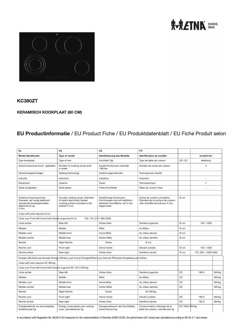 Image de la première page du manuel de l'appareil KC380ZT