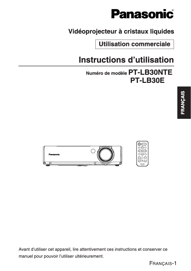 Imagen de la primera página del manual del dispositivo PT-LB30E