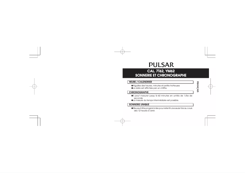 Page n°1 - Manuel utilisateur Pulsar 7T62