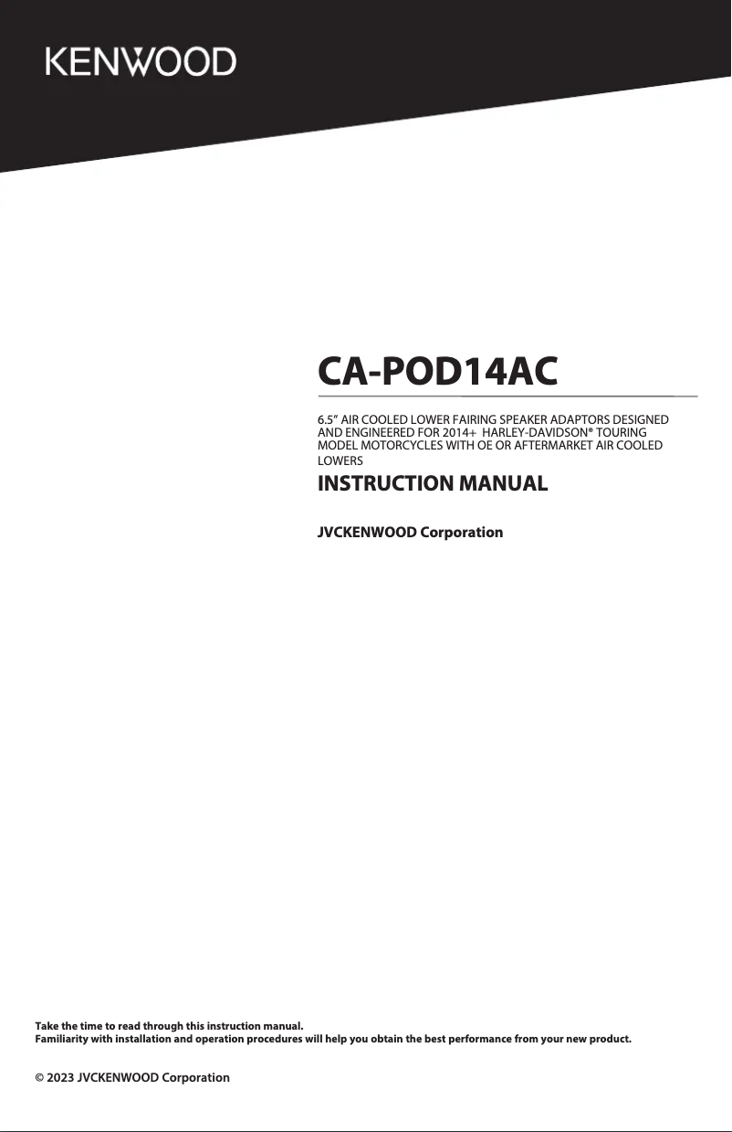 Page n°1 - Manuel utilisateur Kenwood Excelon CA-POD14AC