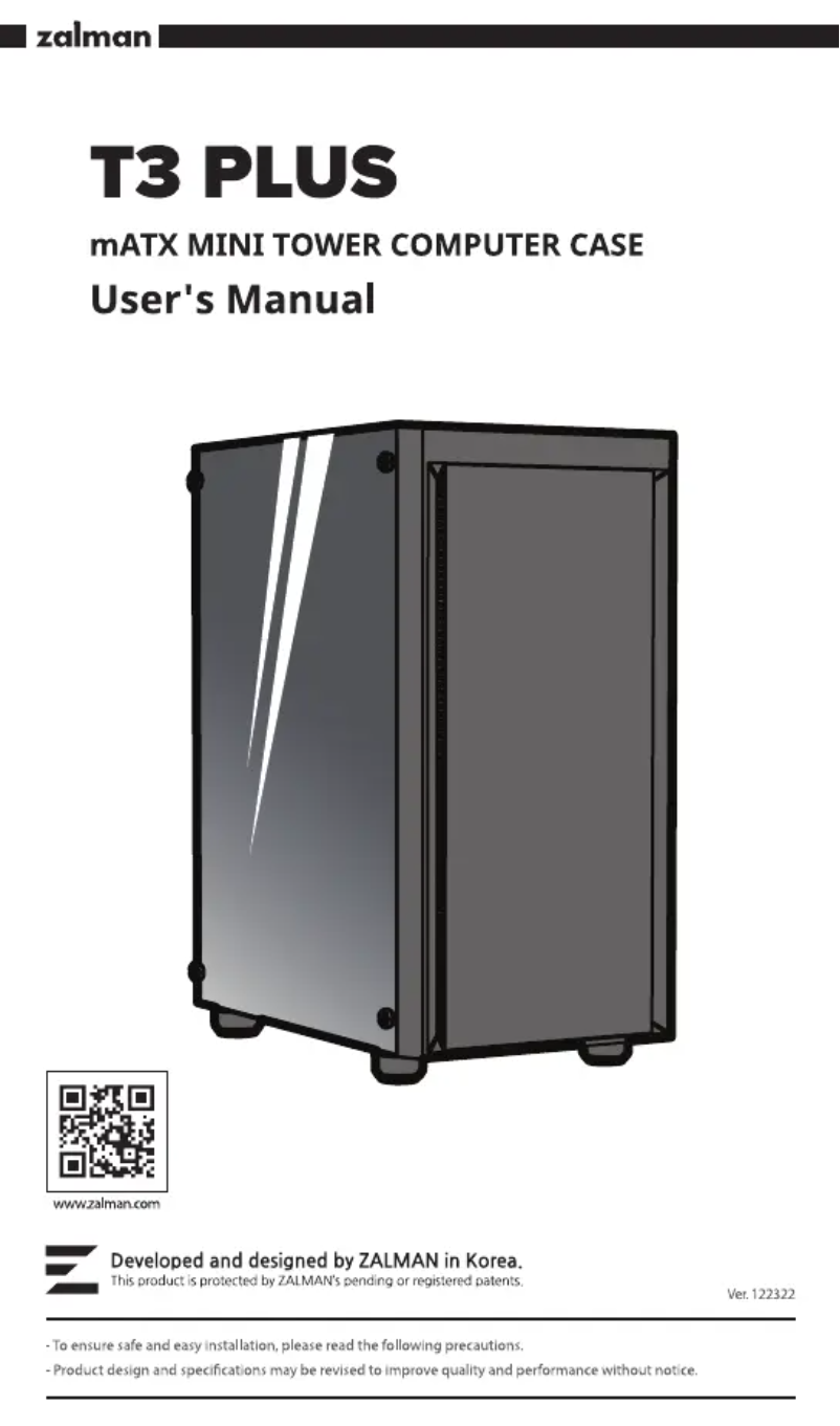 Page 1 de la notice Manuel utilisateur Zalman T3 PLUS
