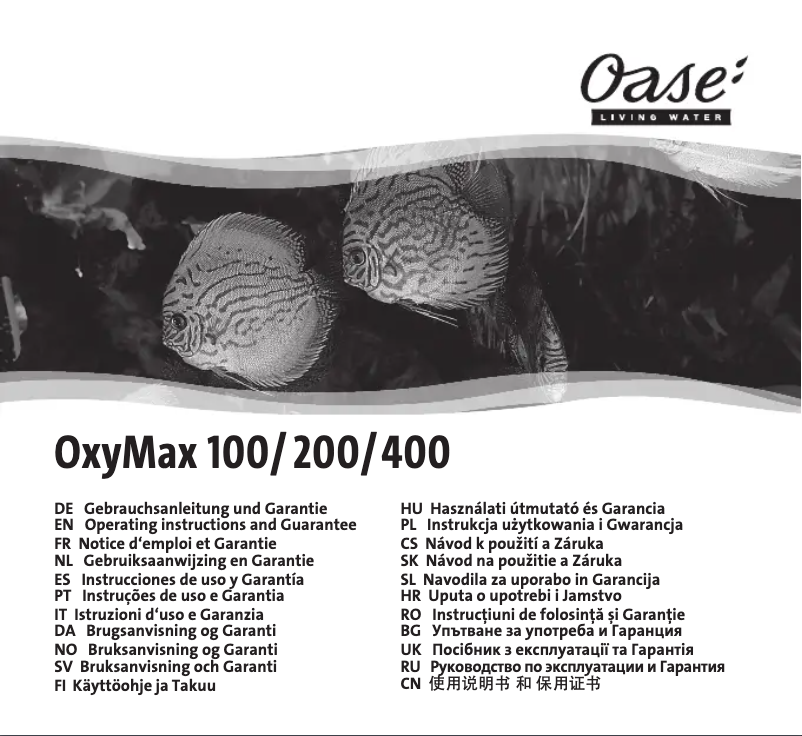 Page 1 de la notice Manuel utilisateur Oase OxyMax 100