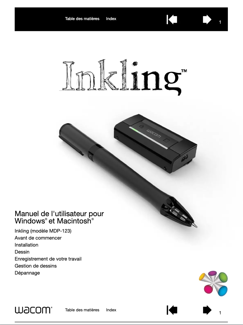 Page 1 de la notice Manuel utilisateur Wacom Inkling