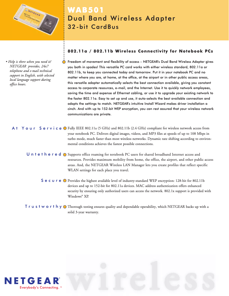 Page 1 de la notice Manuel utilisateur Netgear WAB501
