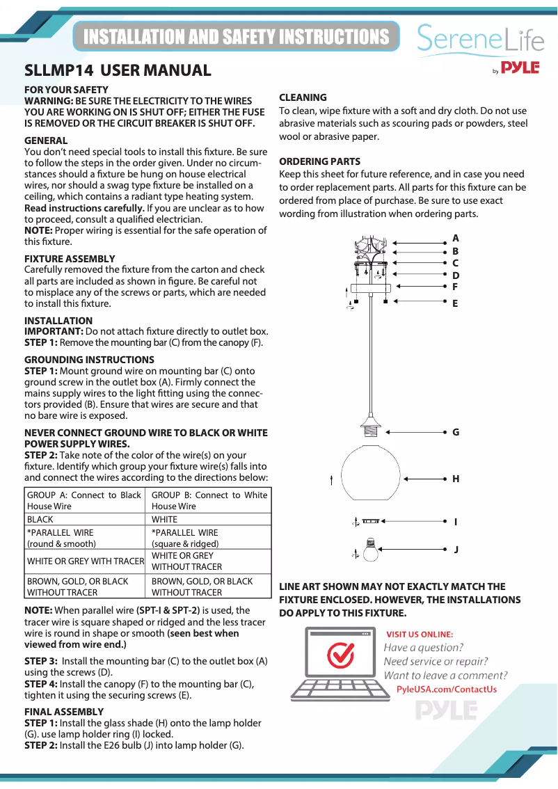 Page 1 de la notice Manuel utilisateur SereneLife SLLMP14