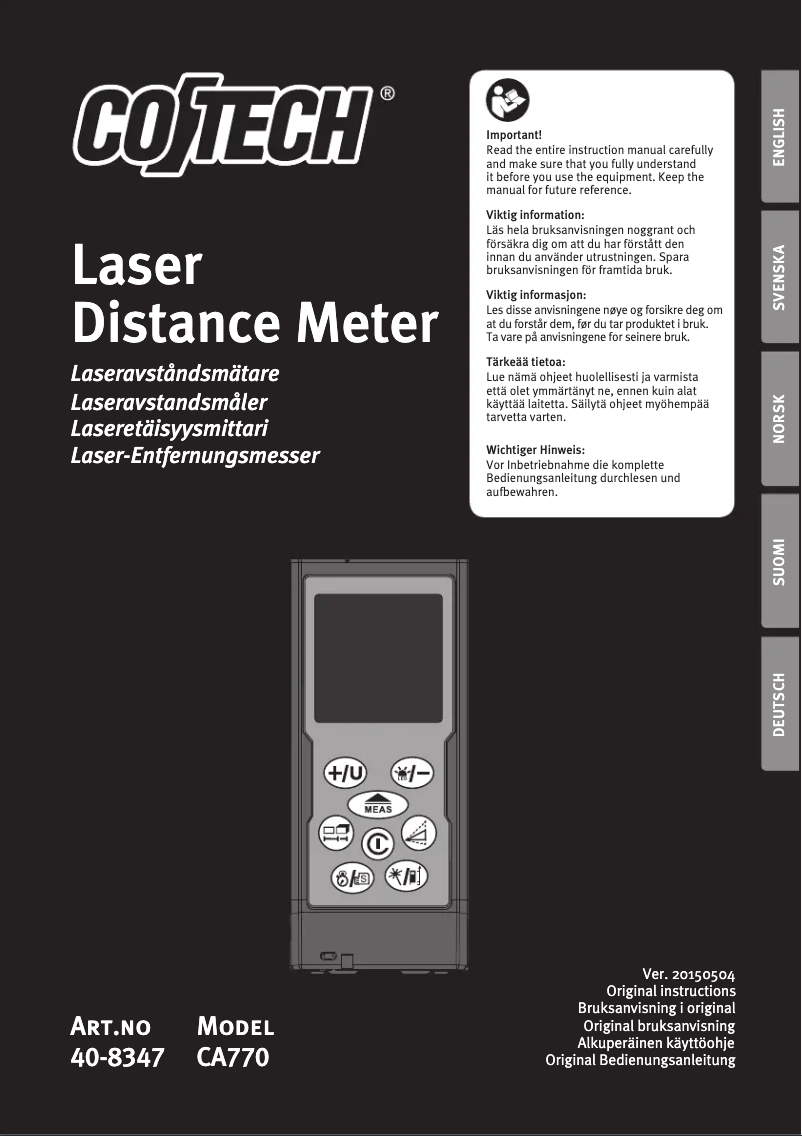 Page n°1 - Manuel utilisateur Cotech CA770