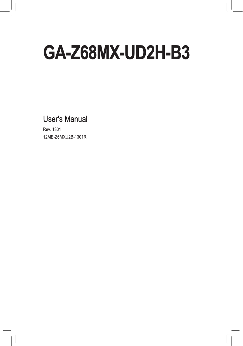 Page n°1 - Manuel utilisateur Gigabyte GA-Z68MX-UD2H-B3