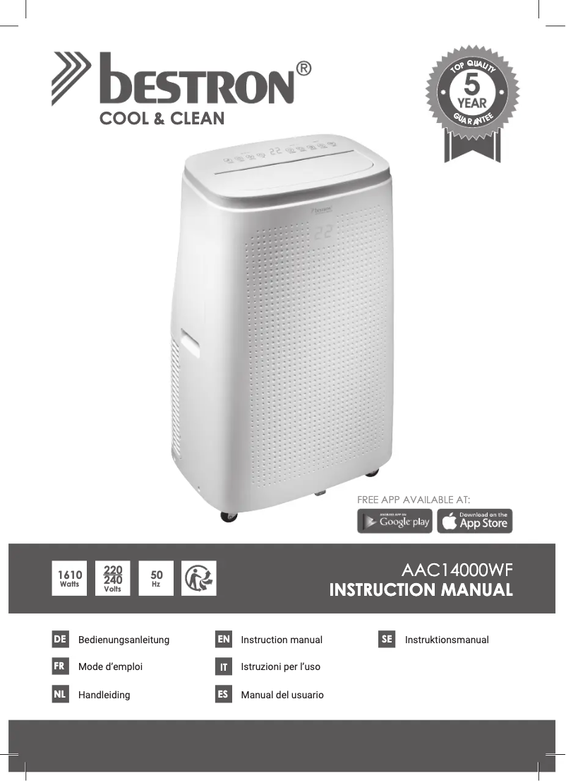 Page n°1 - Mode d'emploi Bestron Cool & Clean AAC14000WF