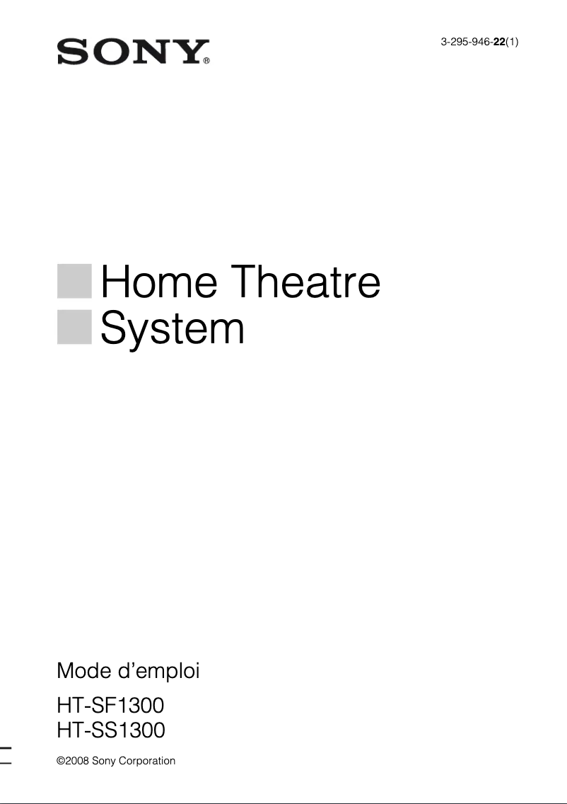 Page 1 of the manual User Manual Sony HT-SS1300