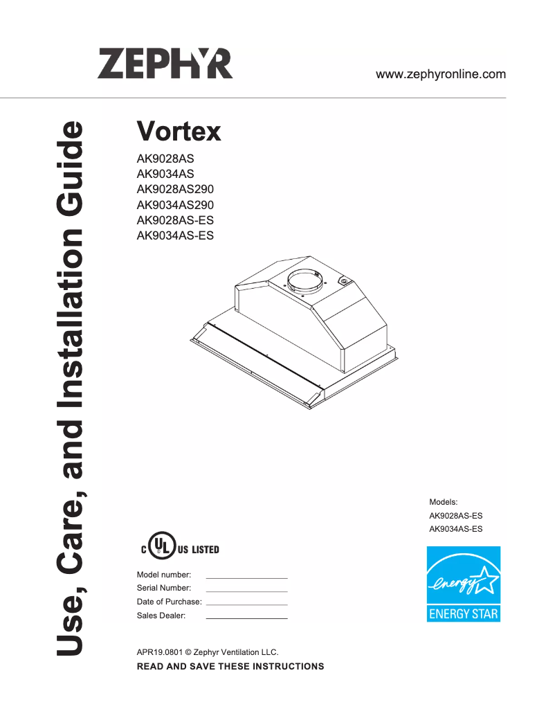 Image de la première page du manuel de l'appareil Vortex AK9028AS-ES