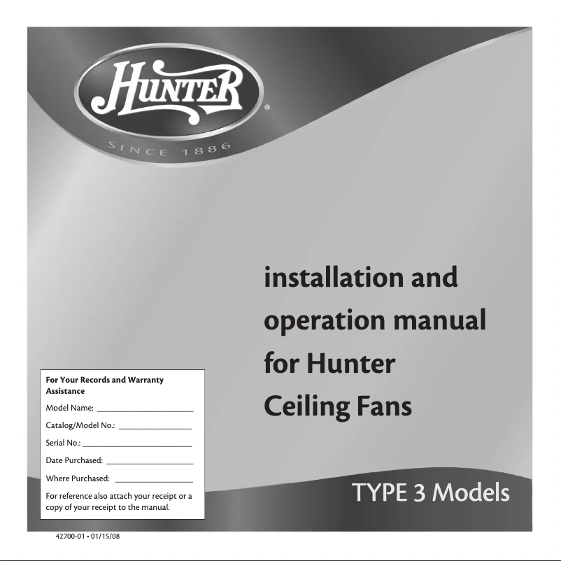 Page n°1 - Manuel utilisateur Hunter Palermo 21628