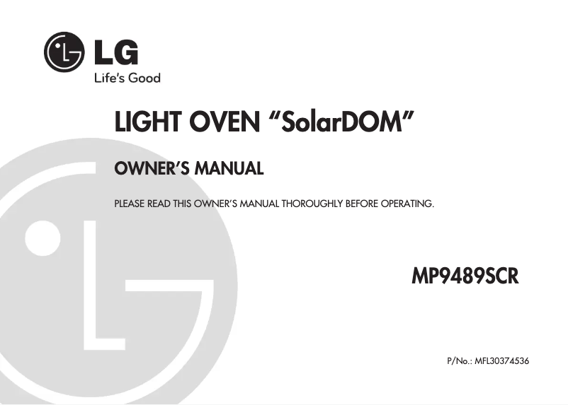 Page 1 de la notice Manuel utilisateur LG SolarDOM MP9489SCR