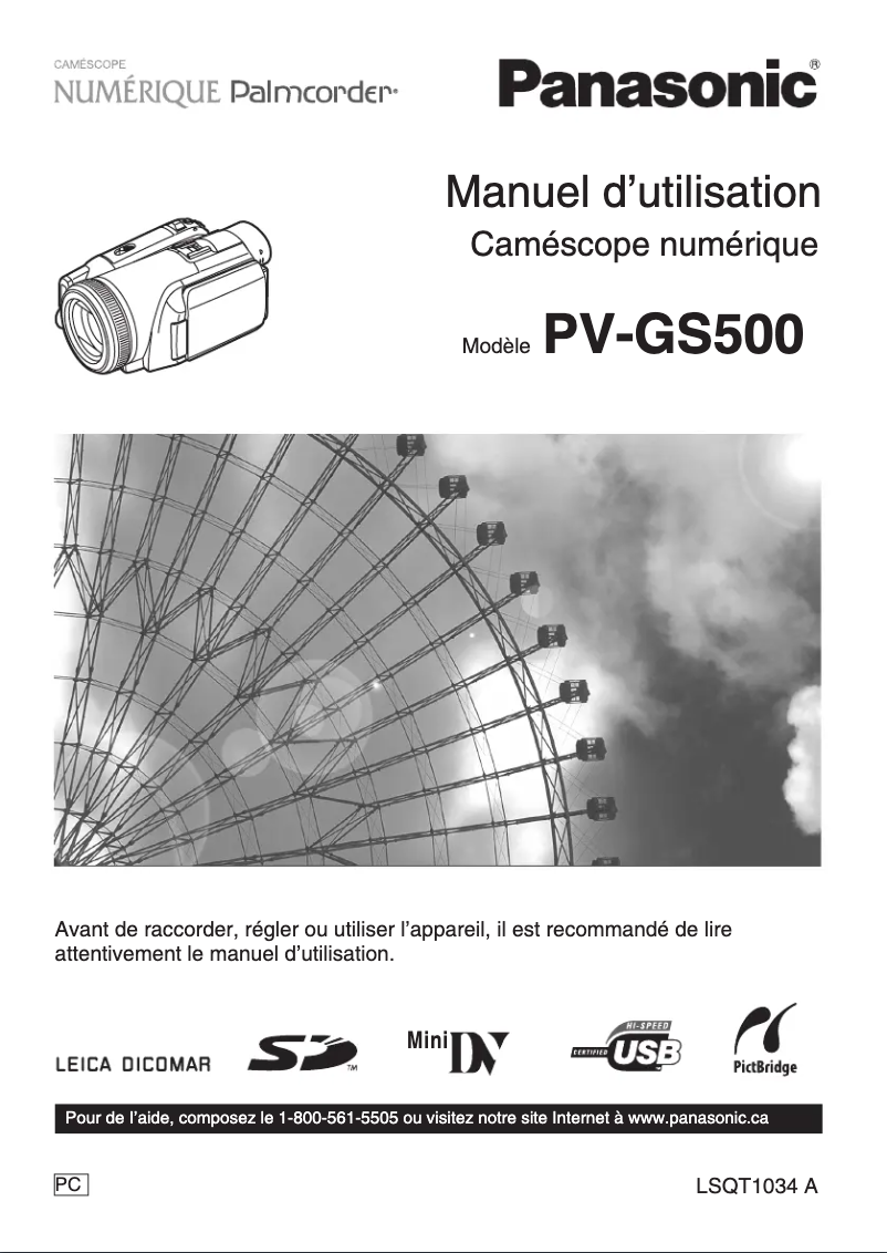 Page 1 de la notice Manuel utilisateur Panasonic PV-GS500