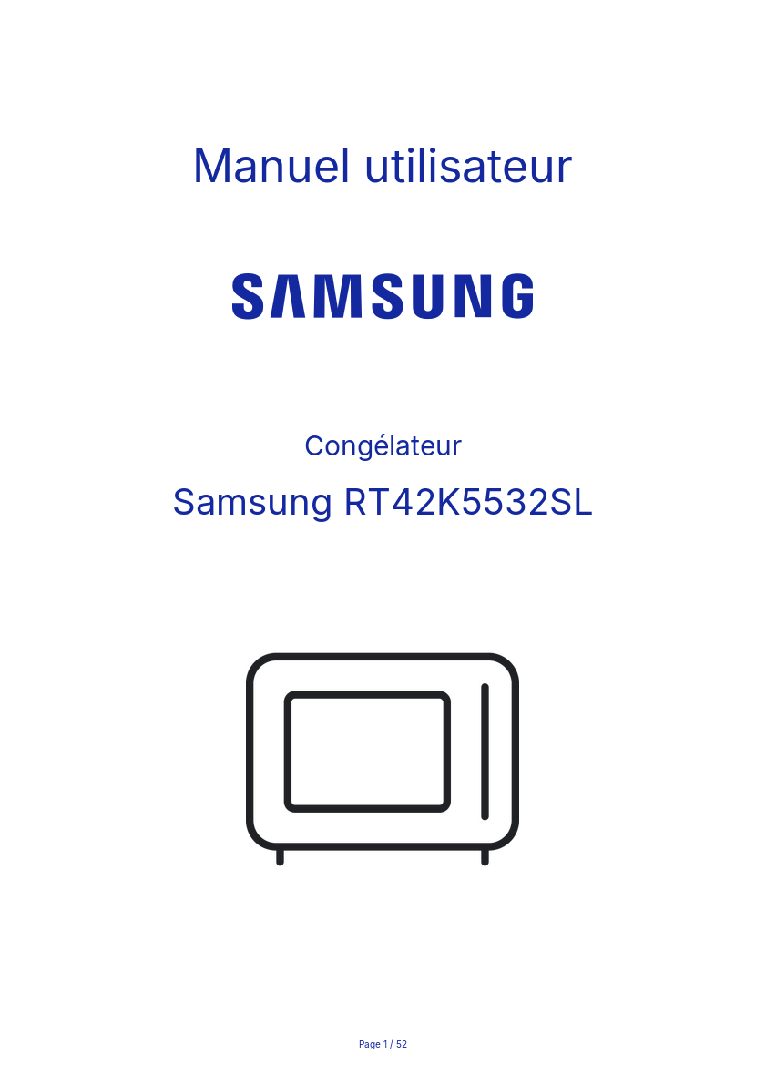 Page n°1 - Manuel utilisateur Samsung RT42K5532SL