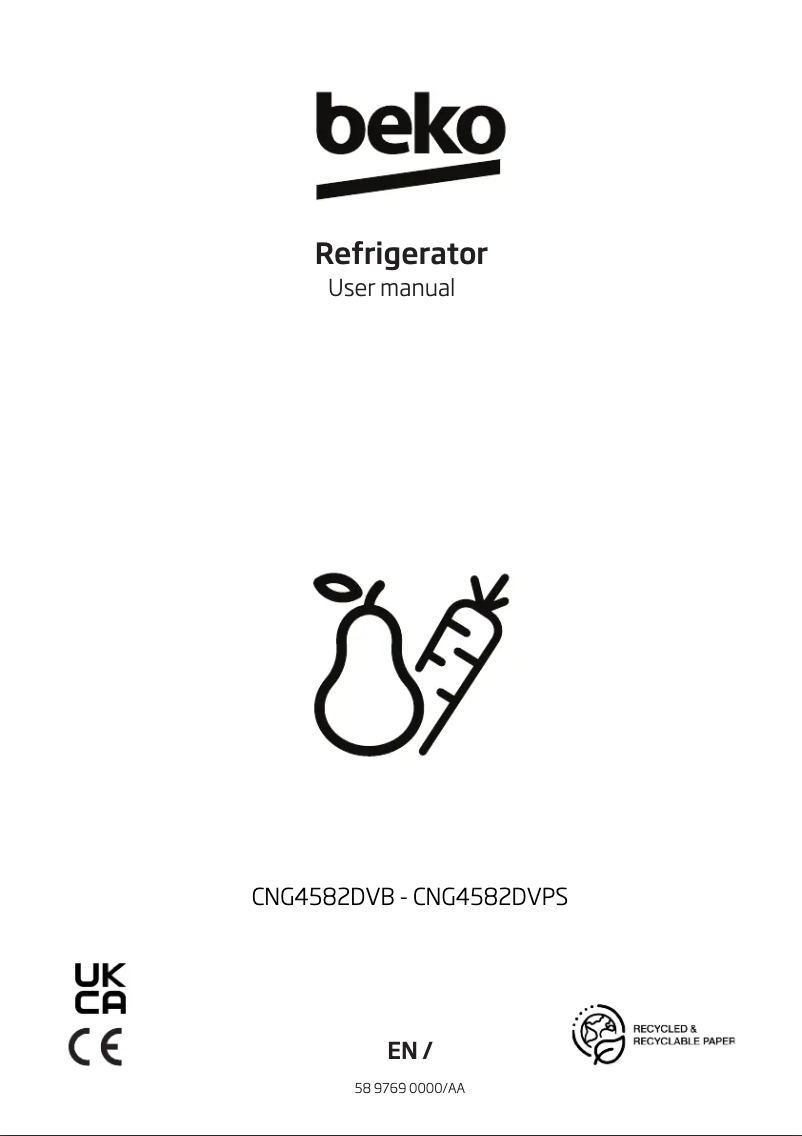 Page 1 de la notice Manuel utilisateur Beko CNG4582DVPS