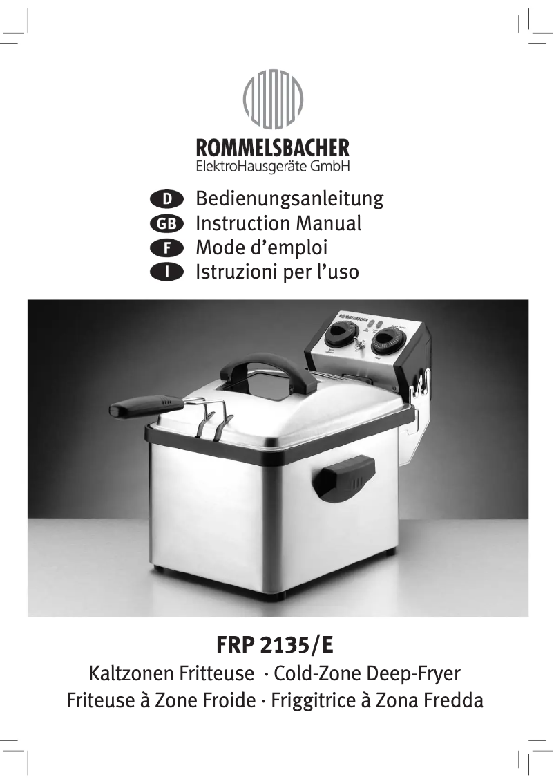 Page 1 of the manual User Manual Rommelsbacher FRP 2135