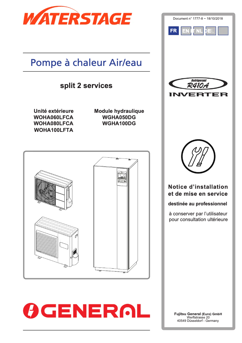 Image de la première page du manuel de l'appareil WGHA100DG