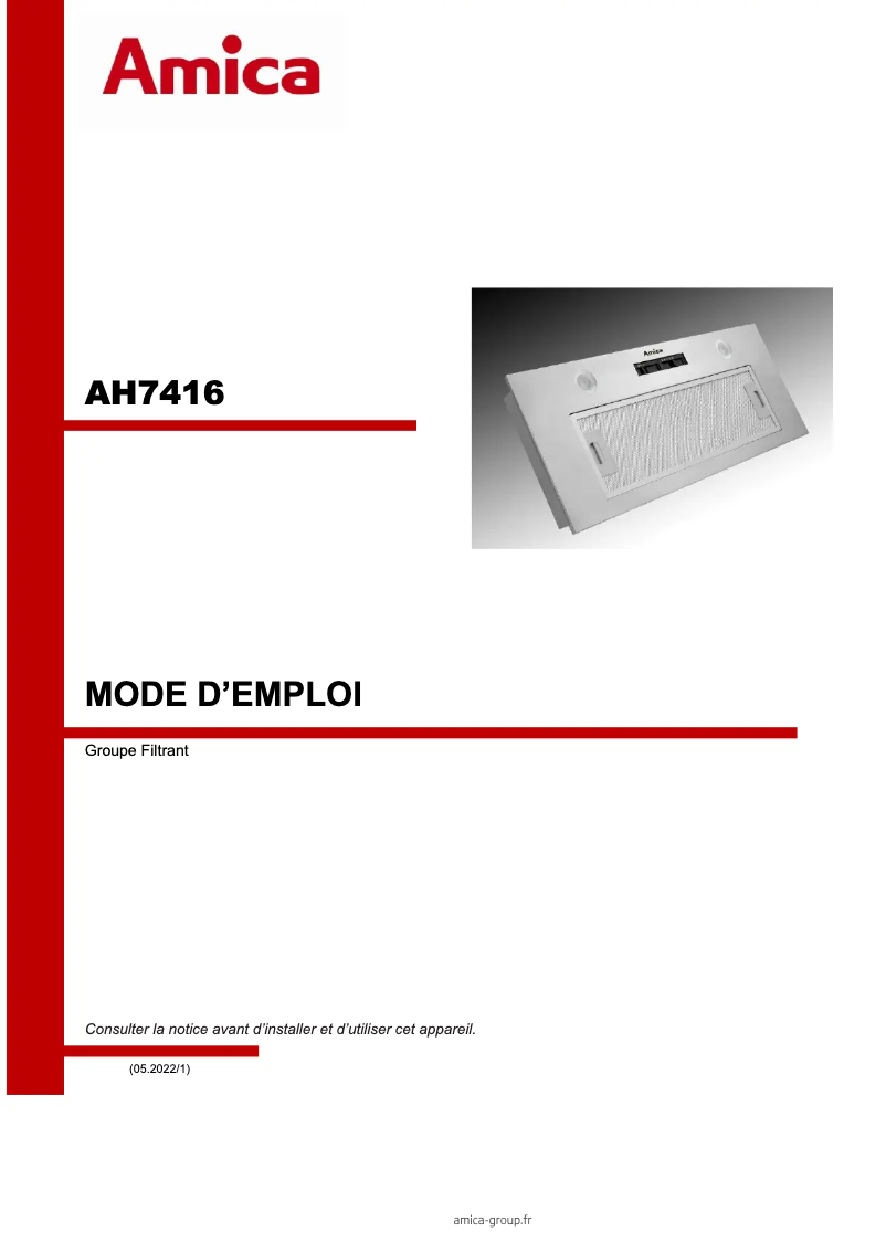 Image de la première page du manuel de l'appareil AH7416