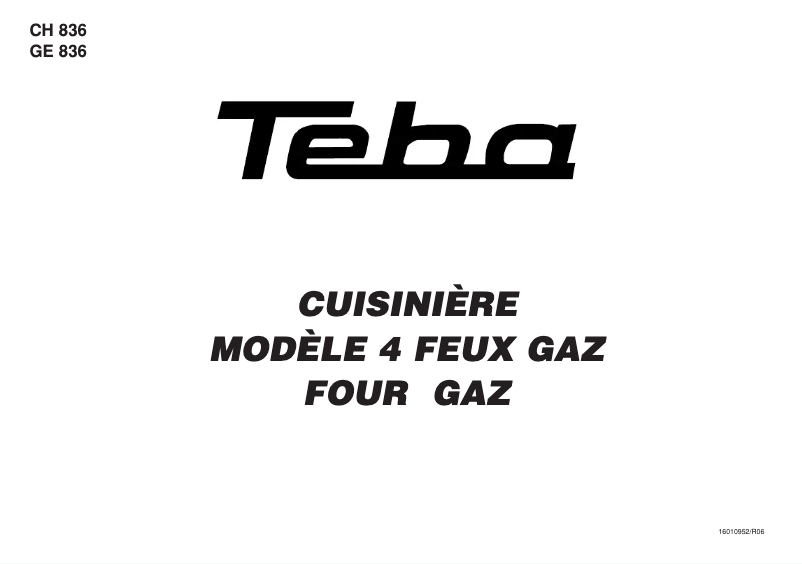 Page 1 de la notice Manuel utilisateur Teba CH 836