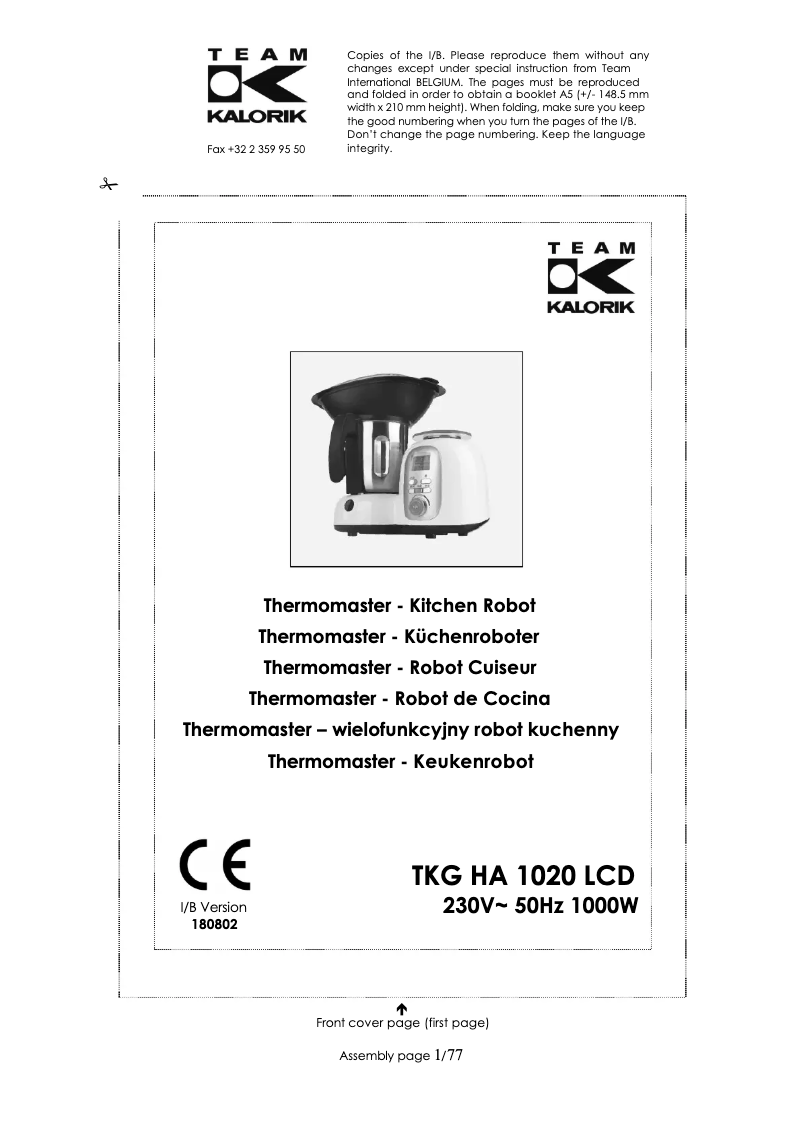 Imagen de la primera página del manual del dispositivo TKG HA 1020 LCD