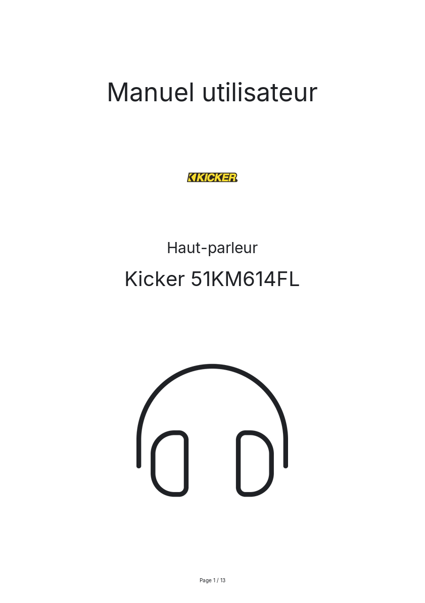 Page n°1 - Manuel utilisateur Kicker 51KM614FL