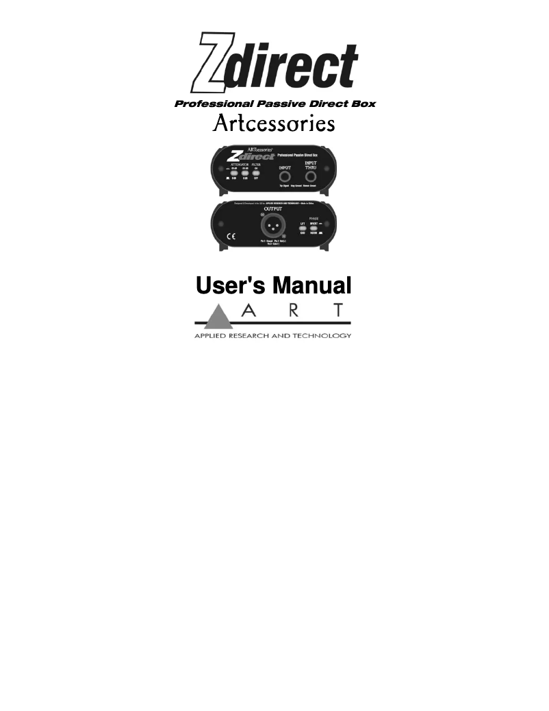 Page 1 de la notice Manuel utilisateur ART Zdirect