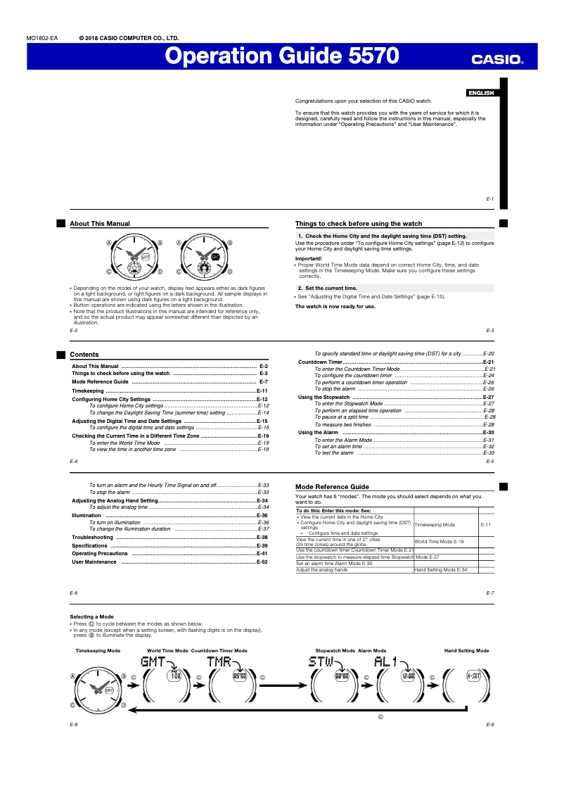 Page n°1 - Manuel utilisateur Casio Baby-G BGA-250-1AER