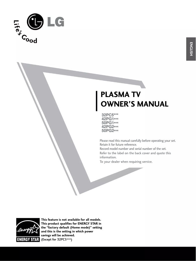 Page 1 de la notice Manuel utilisateur LG 32PC54