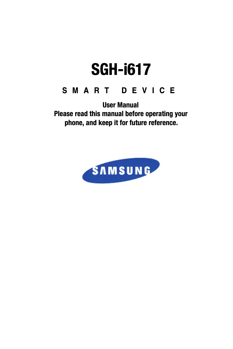 Page n°1 - Manuel utilisateur Samsung SGH-i617