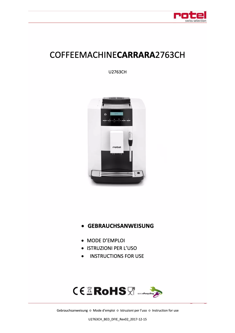 Page 1 de la notice Manuel utilisateur Rotel U2763CH