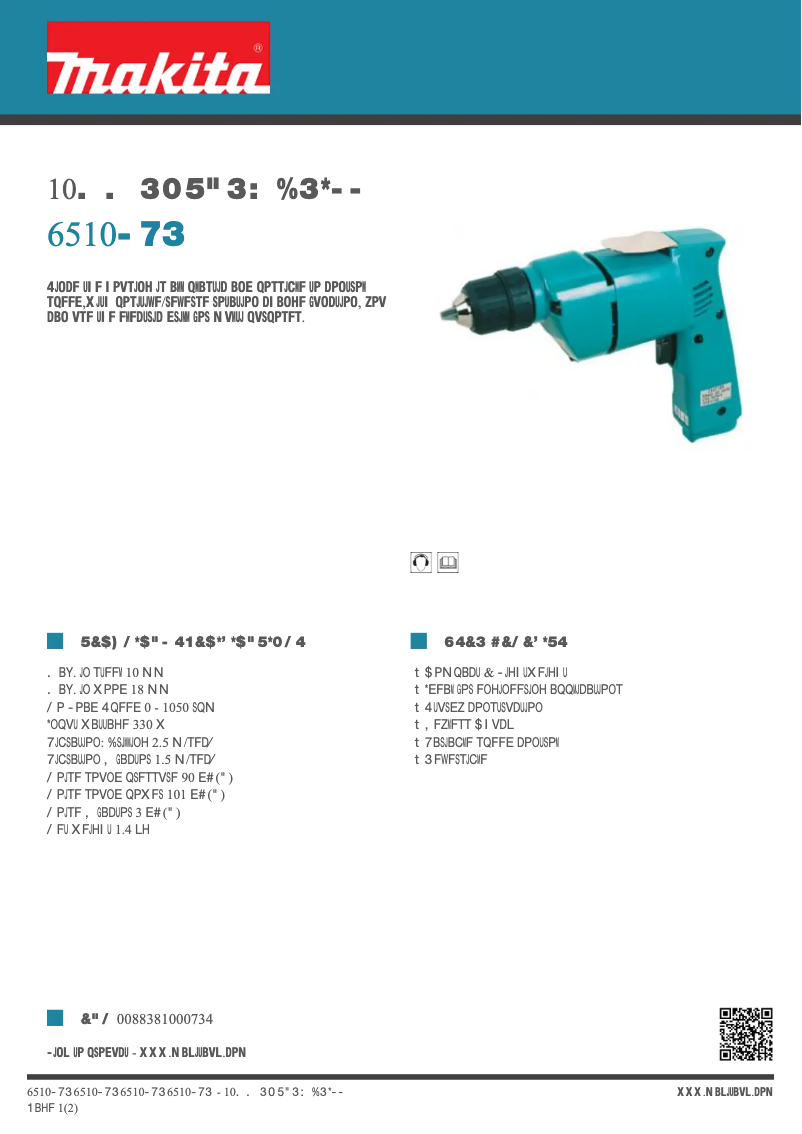 Page 1 de la notice Fiche technique Makita 6510LVR
