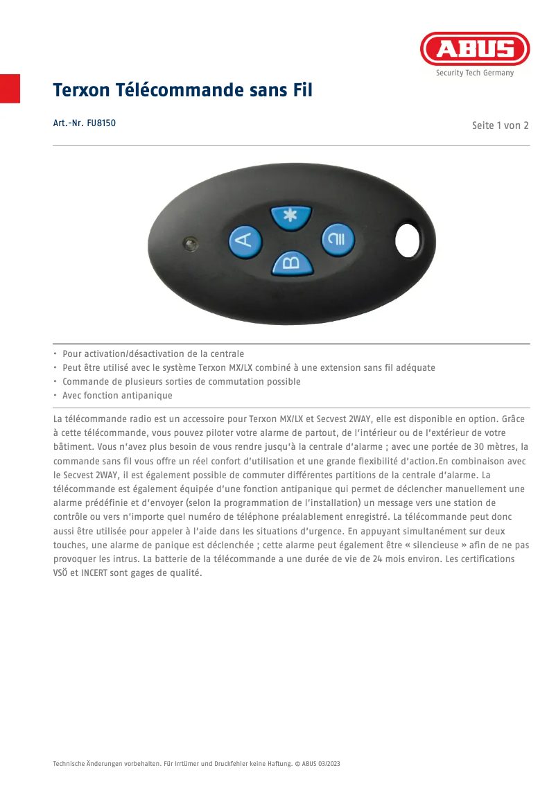 Image de la première page du manuel de l'appareil FU8150