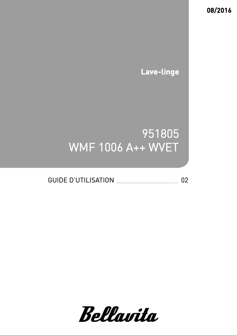 Page n°1 - Manuel utilisateur Bellavita WMF 1006 A++ WVET
