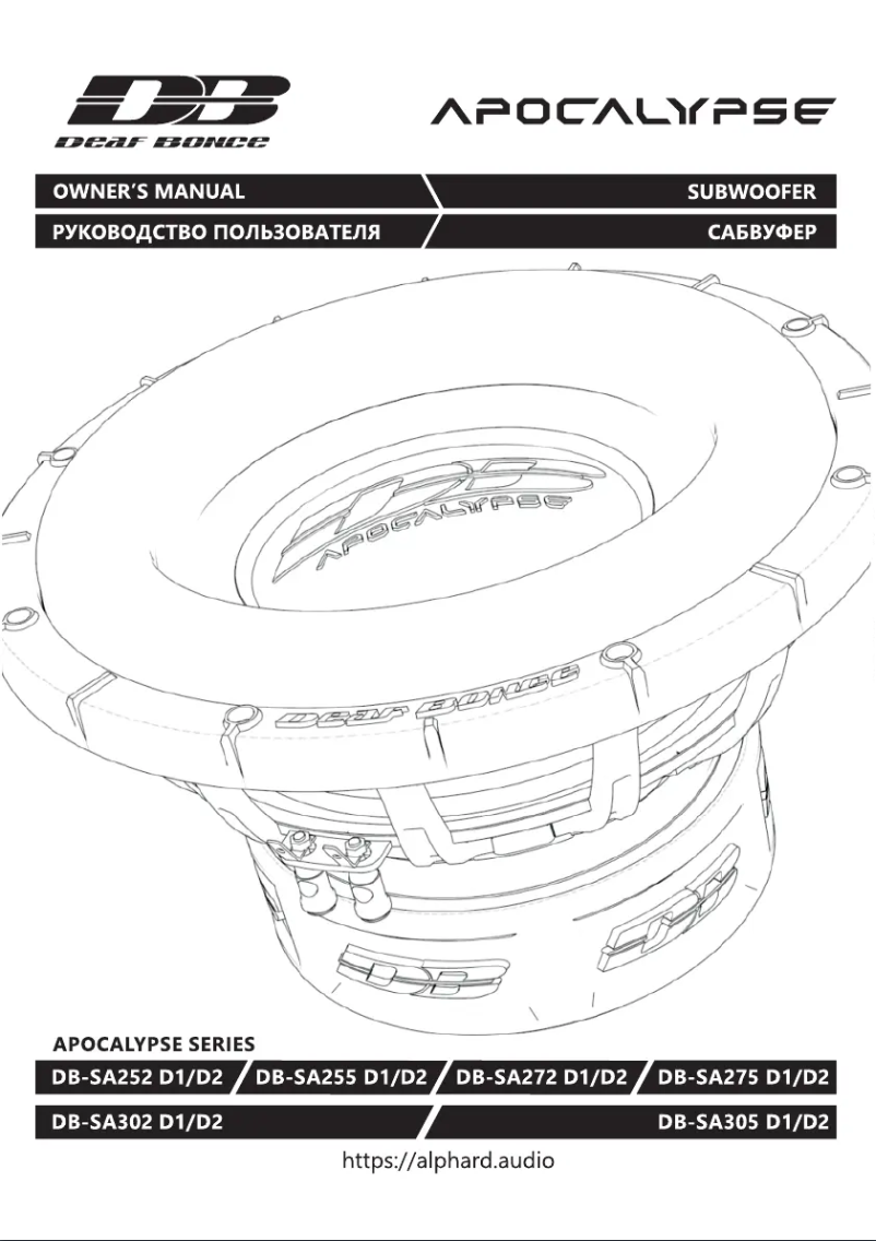 Page 1 de la notice Manuel utilisateur Deaf Bonce Apocalypse DB-SA255 D1/D2