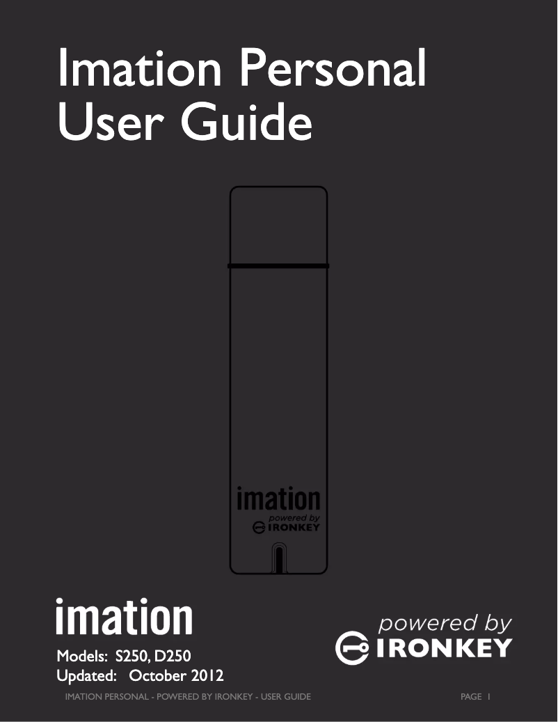 Page 1 de la notice Manuel utilisateur Ironkey Personal D250