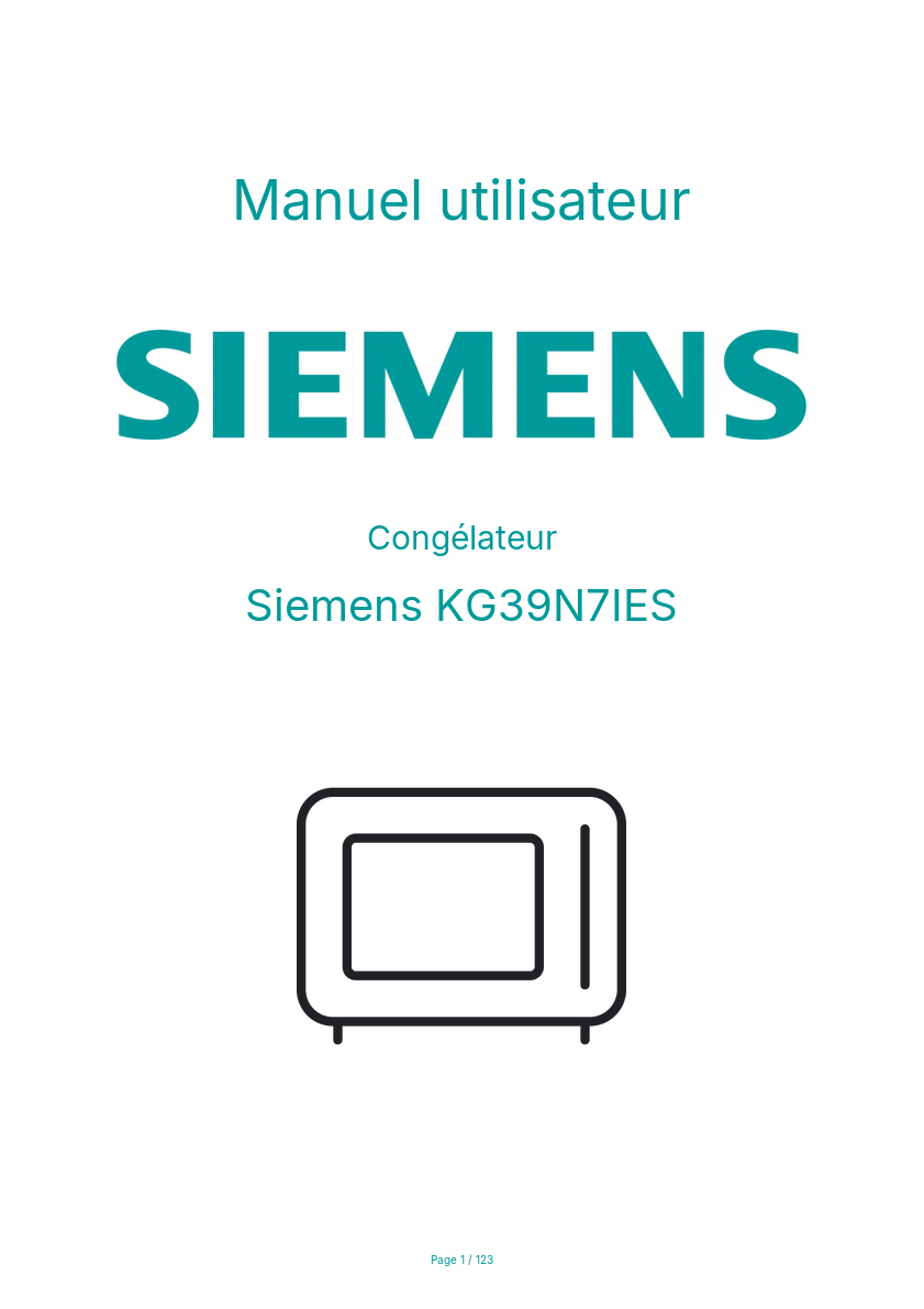 Page n°1 - Manuel utilisateur Siemens KG39N7IES