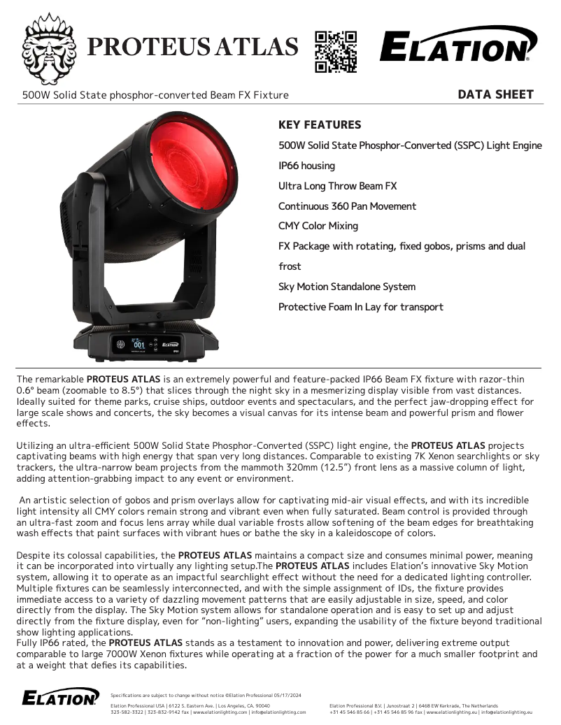 Image de la première page du manuel de l'appareil PROTEUS ATLAS