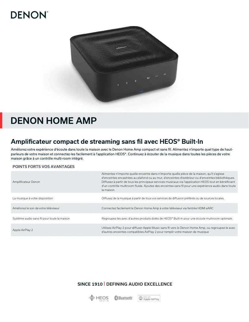 Page 1 de la notice Manuel utilisateur Denon Home Amp