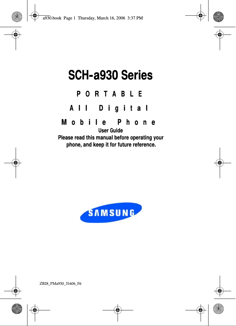 Page n°1 - Manuel utilisateur Samsung SCH-A930