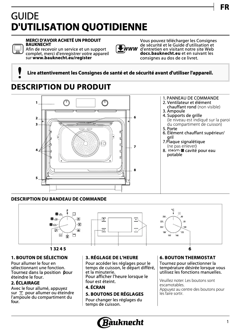 Image de la première page du manuel de l'appareil BAK3S KN8V IN