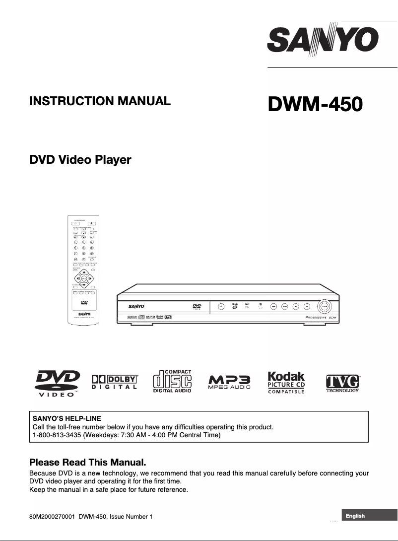 Page n°1 - Manuel utilisateur Sanyo DVW-450